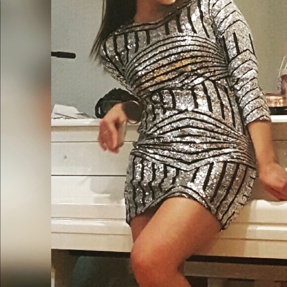 Black & Silver Sequin Dress (M)